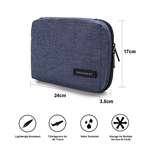 BAGSMART Kabeltasche für Eletronik Zubehöre, USB Sticks, Speicherkarte Blau - 7