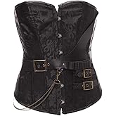 Josamogre Steampunk Gothic Corset, Bustier in Faux Leather, Oversized Burlesque Pirate Halloween Top
