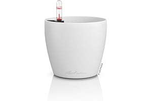 LECHUZA-Tischgefäß Classico Color 12 Weiß, Pflanzgefäß mit Bewässerungssystem, Wasserstandsanzeiger und Pflanzeinsatz, Matte Oberfläche, Ø 13 x 12 cm, 16691