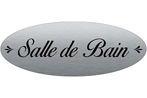 AUA SIGNALETIQUE - Plaque de porte Aluminium Brossé AluSign Ovale 160x60 mm - (Salle de Bain)