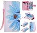 Produktbild Nancen Apple iphone 5 / 5S / SE (4,0 Zoll) Hülle / Handyhülle, Painted Blume PU Leder Tasche Schutzhülle Case Lederhülle Flip Cover mit Standfunktion, zwei Kartenfächer und Eine Brieftasche Etui [Blaue Blumen]
