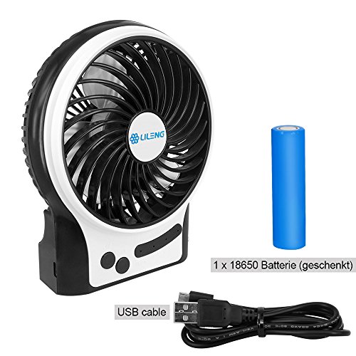 USB Ventilator BENGOO 18650 Akku Tragbarer Mini-Schreibtisch-/-Stand-/-Tischventilator mit An/Aus-Schalter, Elektrisch Wiederaufladbar, Optimal für Laptop Schlafzimmer Büro Draußen Reisen Camping Picknicks, Schwarz. - 8