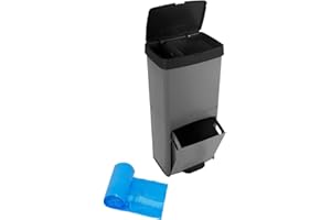 Jardin202 - Cubo de Basura o Reciclaje 70L Premium: 3 Compartimentos para Gestión Eficiente de Residuos | Ecológico. Duradero | 70 litros + Bolsas 30L (Negro)