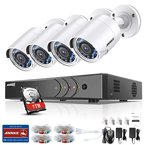 ANNKE Kit Videosorveglianza DVR 8 Canali 3MP 4 Bullet Camera 1080P HD TVI Telecamera di Sicurezza Kit Telecamere Videosorveglianza IR-Cut Visione Notturna IP66 Interno ed Esterno 1TB HDD