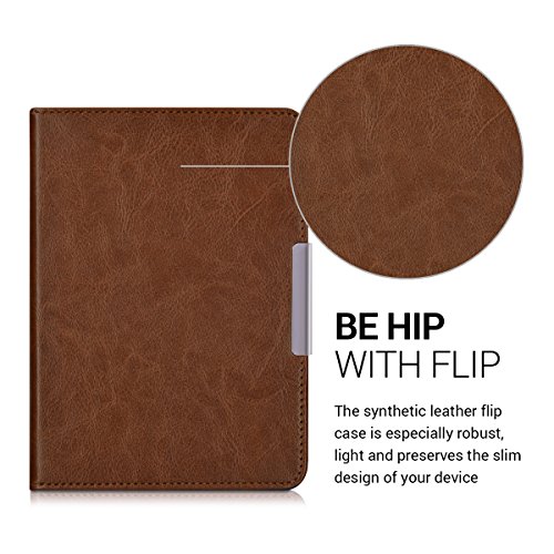 kwmobile Hülle für Tolino Shine 2 HD – Flipcover Case eReader Schutzhülle – Bookstyle Klapphülle Dunkelbraun - 2