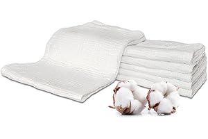 PLUMERI 5er 70x70cm Weiß Mullwindeln Spucktüche Musselin Stoffwindeln Weiß Mulltücher Saugstark Waschlappen Baumwolle Weich und Atmungsaktivfür Baby Premium Qualität