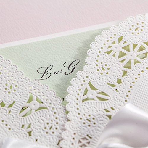 VStoy Elfenbein Laser Cut Hochzeit Einladungen Pappe Hohl Flora Hochzeit Karten mit bowknot Hochzeit Party Supplies 20 Stück - 5
