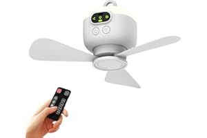 ‎EAGERMINDS EagerMinds Camping Licht LED Campinglampe, Camping-Ventilator mit Licht, VentilatorCamping USB Aufladbar Camp Zubehör, 3-Gang Zeltventilator mit LED für Angeln, Wandern, Outdoor