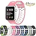 Produktbild Chok Idea Strap Compatible with Apple Watch Armband 42mm 44mm,Atmungsaktiv Two-Tone Style Soft Silikon Sport Ersatzband Replacement for iWatch Apple Watch Series 4 3/2/1,Pink-White