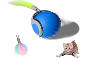 XUNNIU Nouvelle Balle Interactive Chat/Chien, Jouet pour Chats avec Queue Duveteuse, Balle Chien Smart Roulante360°,Speedy Tail 2.0,Smartball Chat,Bleu foncé 1 pièce