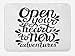 Produktbild KLYDH Adventure Bath Mat, Open Your Heart New Adventures Quote Lettering with Sixties Inspired Design, Plush Bathroom Decor Mat with Non Slip Backing, Black White,Size:15.7X23.6 inches,40cmX60cm