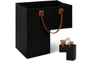 RAIRSKY Treppen Organizer Korb aus Filz, Treppenkorb Stufenkorb, Faltbarer L-Form Treppenorganizer, Treppenkörbe Große, Treppenkorb mit Kunstleder-Griffen Treppenkorb für Wäsche, Spielzeug, Möbelwaren