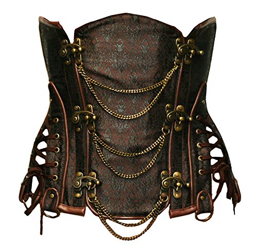 BslingerieWomen Steampunk Steel Boned Underbust Corset