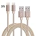 Produktbild Xun Di 2 Pack Nylon geflochten Lightning Kabel USB Ladekabel für iPhone 6S, 6S Plus, 6Plus, 6,5s 5 C 5, iPad Mini, Air, iPad5, iPod. Kompatibel mit ios9. (Gold)