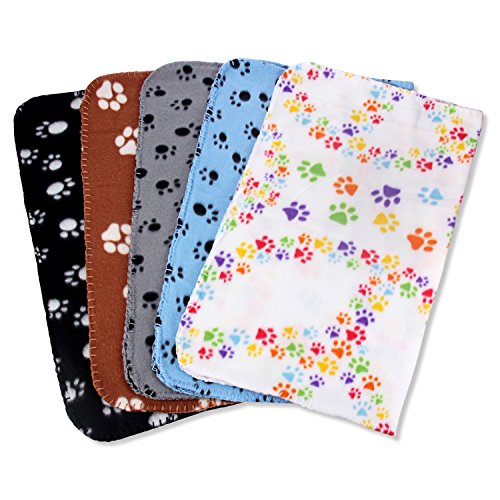 Comsmart-Warm-Dog-Cat-Fleece-Blankets-Mat-Pad-Bed-Cover-with-Paw-Print-Soft-for-Kitties-Puppies-and-Other-Small-Animals-5-Pack-of-24x28-Inches