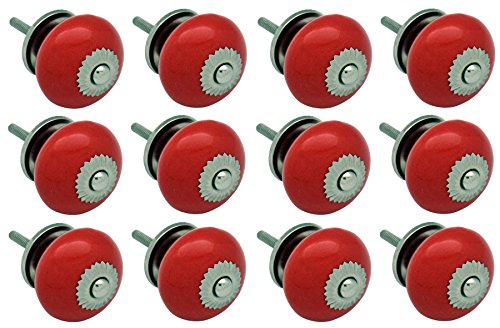 Nicola Spring Ceramic Cupboard Drawer Knobs - Red - Pack Of 12