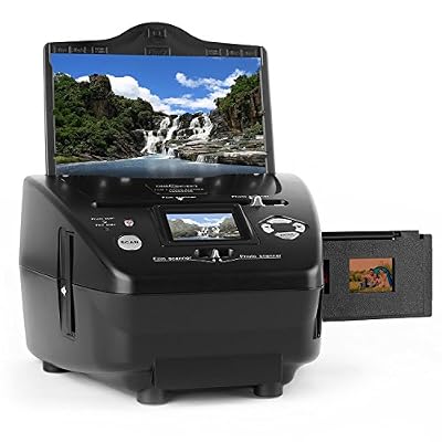 oneConcept 179B Scanner pour numérisation de diapos et films négatifs • Solution pour scanner sans ordinateur • Pour films 35 mm et photos 9 x 13, 10 x 15 et 13 x 18 cm • Jusqu'à 10 MP par interpolation • Éclairage avec 3/14 LED lumineuses bla…
