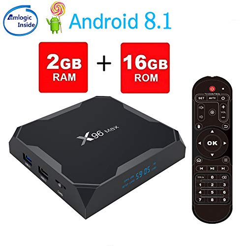 VGROUND X96 Max Android 8.1 TV Box with Amlogic S905X2 Quad Core ARM Cortex A53 Supporting Bluetooth 4.0 4K Full HD 3D H.265 2.4G&5.8G WiFi, 2GB RAM 16GB ROM