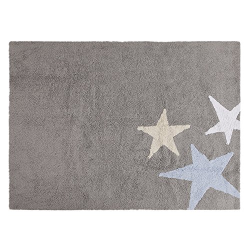 Lorena Canals Tres Estrellas Tricolour Washable Rug (Grey/Blue)