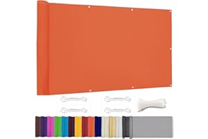 Moboo Balcony Privacy Screen PB2 PES Opaque Balcony Surround with Eyelets and Cable Ties 8 Days Delivered in Various 5 Sizes and 2 Colours 420D Orange, 0.7 x 7 m