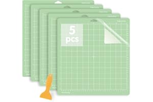 Jerilla 5pcs Cutting Mat for Cricut 12"x12" StandardGrip Cutting Mats Set Adhesive Non-Slip Craft Mat for Cricut Maker/Explore One/Air/Air 2 with Scraper