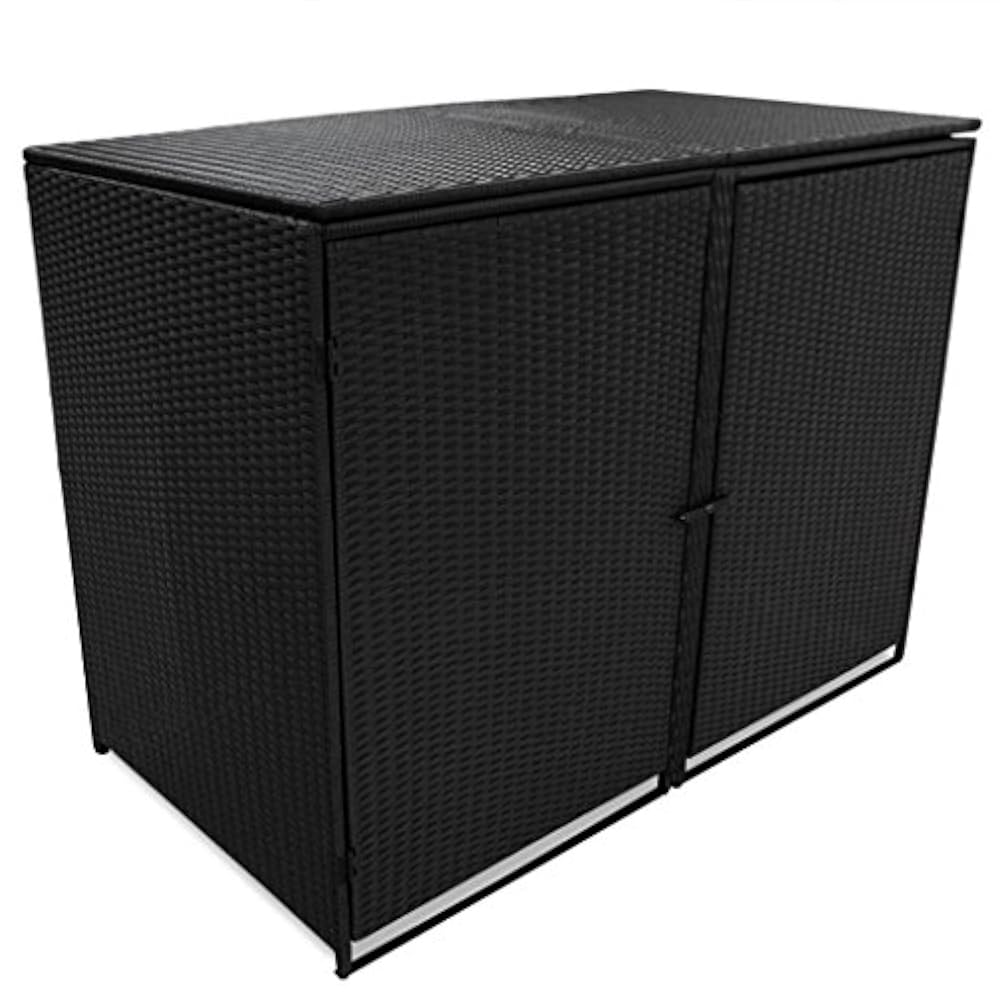 vidaXL Mülltonnenbox für 2 Tonnen Poly Rattan Schwarz 148x80x111 cm Müllbox