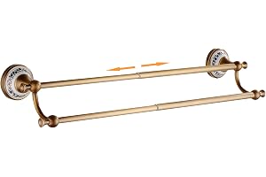 Antik dubbel handdukshängare i brons, justerbar med längd 39–70 cm, handdukshängare för badrum, väggmonterad badrumsinredning
