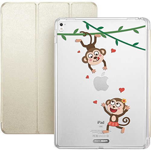 iPad Pro 9.7 Hülle, ESR® Auto aufwachen/Schlaf Funktion Ledertasche mit Durchschaubar Rückseite Abdeckung mit Muster Schutzhülle für iPad Pro 9.7 (Affe)