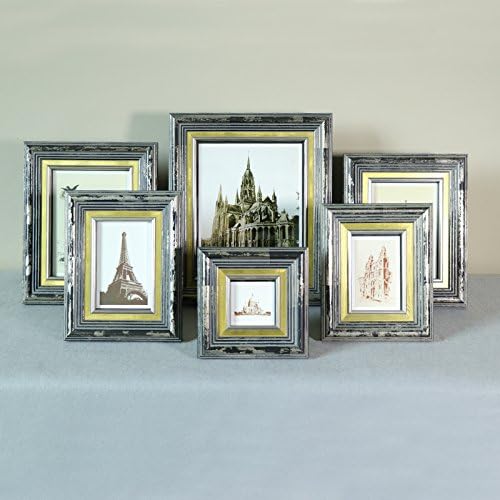 Retro Old Wooden Frame, Photo Frame, Creative Platform Combination, European Living Room Decorative Painting 7 Inches 10 Inches,9*13Cm Atmosphere Black Gold