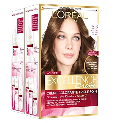 L'Oréal Paris Excellence Couleur Permanente 5,30 Châtain Clair Doré - Lot de 2