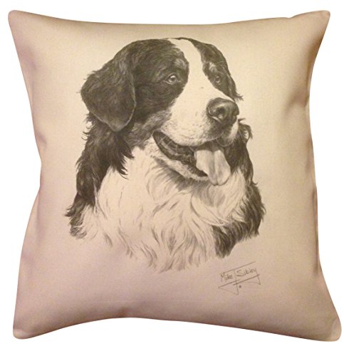 Bernese Mountain Dog MS Cotton Cushion Cover - Choice of Cream or White - Perfect Gift
