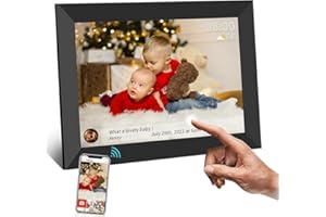 AILRINNI Digital Photo Frame WiFi 10.1 inch Electronic Smart Cloud Digital Picture Frame with 1280x800 LCD Touchscreen,Support Auto-Rotate/Image Preview/MP3/Calendar Clock,Share Photos by Frameo APP