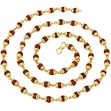 Purplestones 24K Yellow Gold Plated Copper 27 Inch Rudraksha Mala for Men and Women