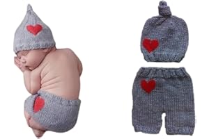 Matissa Rosso e abbigliamento grigio, neonato bambino/bambina Crochet Knit Costume Foto Fotografia Prop Cappelli Outfits