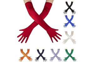 OWITER Long Elbow Gloves Bride Satin Gloves 1920s Opera Evening Party Dance Prom Gloves