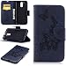 Produktbild Lonchee Motorola Moto G4 / G4 Plus Wallet Tasche Brieftasche Schutzhülle , geprägten Prägung Muster Design Hochwertige PU Leder Folio Tasche Case Hülle im Bookstyle mit Standfunktion Kredit Kartenfächer Abnehmbare Handschlaufe(marineblau Schmetterling Prägung)