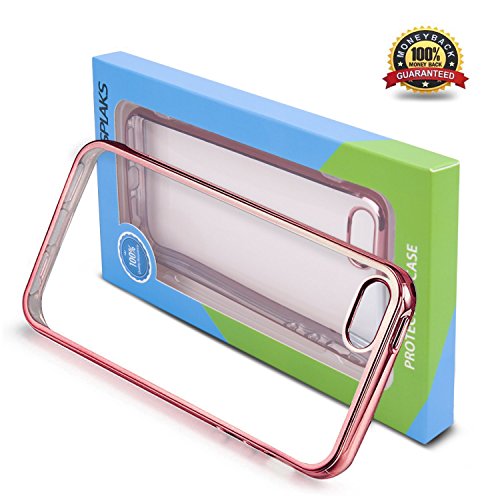 iPhone SE Case,SplaksÂ® [Rose Gold] Extra Shock-Absorb Clear back panel+ Rose Gold Metal Plating Frame ,Extreme Lightweight Soft Flexible Silicone Rubber Anti-Scratch Protective Case For iPhone SE/5 SE/5/5S-Rose Gold