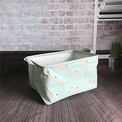 Inwagui Faltbaren Aufbewahrungskorb Wäschekorb Kinder aufbewahrung Spielzeug Warenkorb Kleidung Halter mit Deckel 39* 25* 22cm-Flamingo B - 2