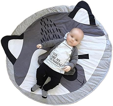 100% Cotton Round Baby Crawling Mat Sleeping Rug, Anti-slip Thick Game Mat portable toy organizer storage bags 90cm Large