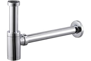 WASSERRHYTHM Deodorant Bottle Trap Bathroom Sink Tap Waste Pipe Round Chrome Adjustable Outlet