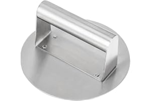 Atliberswo Pressa per carne macinata, pressa per hamburger rotonda in acciaio inox da 5,5 pollici, materiale in acciaio inox, lavabile in lavastoviglie, adatta per preparare polpette di carne,