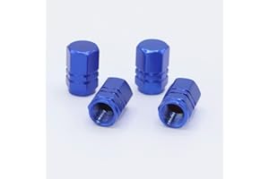 Skynotek – Pack 4 Tapas de válvula Schrader para automóvil, Moto, Bicicleta y Patinete eléctrico | Tapones Antipolvo de aleación de Aluminio para neúmaticos | Protección y Seguridad | Color Azul