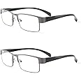 Vbeijll Reading Glasses for Women Men,Metal Square Frame Fashion Comfortable Gaming Eyewear,Anti Eye Strain Headache