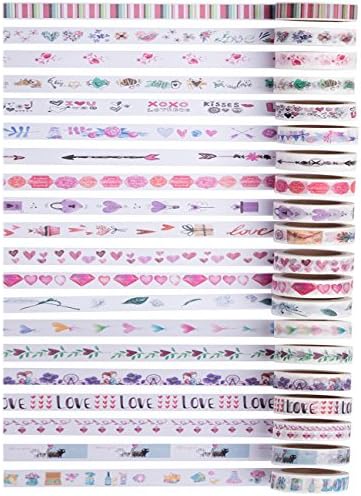 20 Rolls Washi Masking Tape Set Decorative Craft Tape Collection for DIY and Gift Wrapping with Colourful Designs and Patterns, Perfect for Planners, Decorating Scrapbooking, Bullet Journals and More