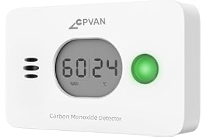 CPVAN Détecteur de Monoxyde de Carbone 3 en 1, Détecteur de Gaz CO 10 Ans avec Batterie Remplaçable de 4 Ans, Détecteur de CO avec Température et Humidité, Conforme Norme Européenne en 50291