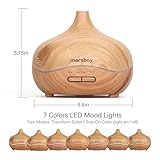 Aroma Diffuser Holz, marsboy 300ml LED Aroma Diffuser, Holzmaserung Luftbefeuchter mit 7 Farbwechsler Duftlampe, Oil Düfte Humidifier für Wohnzimmer,Kinderzimmer etc. - 4