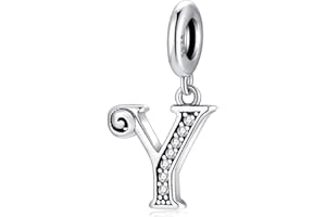 TIZU Pendentif Lettre Initial A-Z en Argent fin 925 et Oxyde de Zircon, Charme Convient aux Pandora Bracelets et Colliers pour Filles et Femmes