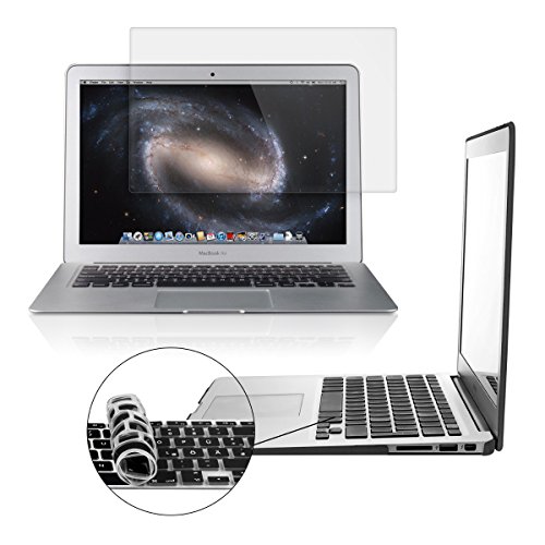 kwmobile 3in1 Set: Gummiertes Hardcase für Apple MacBook Air 13″ (Modelle ab Mitte 2011) in Schwarz + Displayschutzfolie + Tastaturschutz - 5