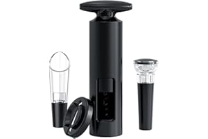 IraXpro Korkenzieher Wein,Korkenzieher Set mit Manuellem Weinöffner,Vakuum-Weinverschluss,Weinausgießer und Folienschneider,Weinflaschenöffner,Flaschenkorkenzieher Set【4-in-1-Set】