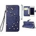 Produktbild MUTOUREN PU Ledertasche Drucken Hüllen für Samsung Galaxy S6 Flip Cover Telefon-Kasten Handyhülle Bookstyle Wallet Brieftasche Card Slot Handycase Dunkelblau Beschützer Haut Schutzfolie Schutzhüllen Case Tasche Hülle Etui Schale Ständer Hülle Case mit Weich TPU Innere mit Metall Touch-Pen